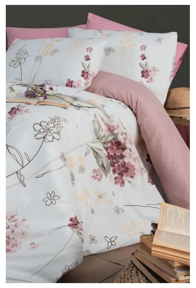 Biancheria da letto bianca/rosa per letto singolo/per letto prolungato con lenzuolo incluso/3 pz 160x220 cm Floral – Mila Home