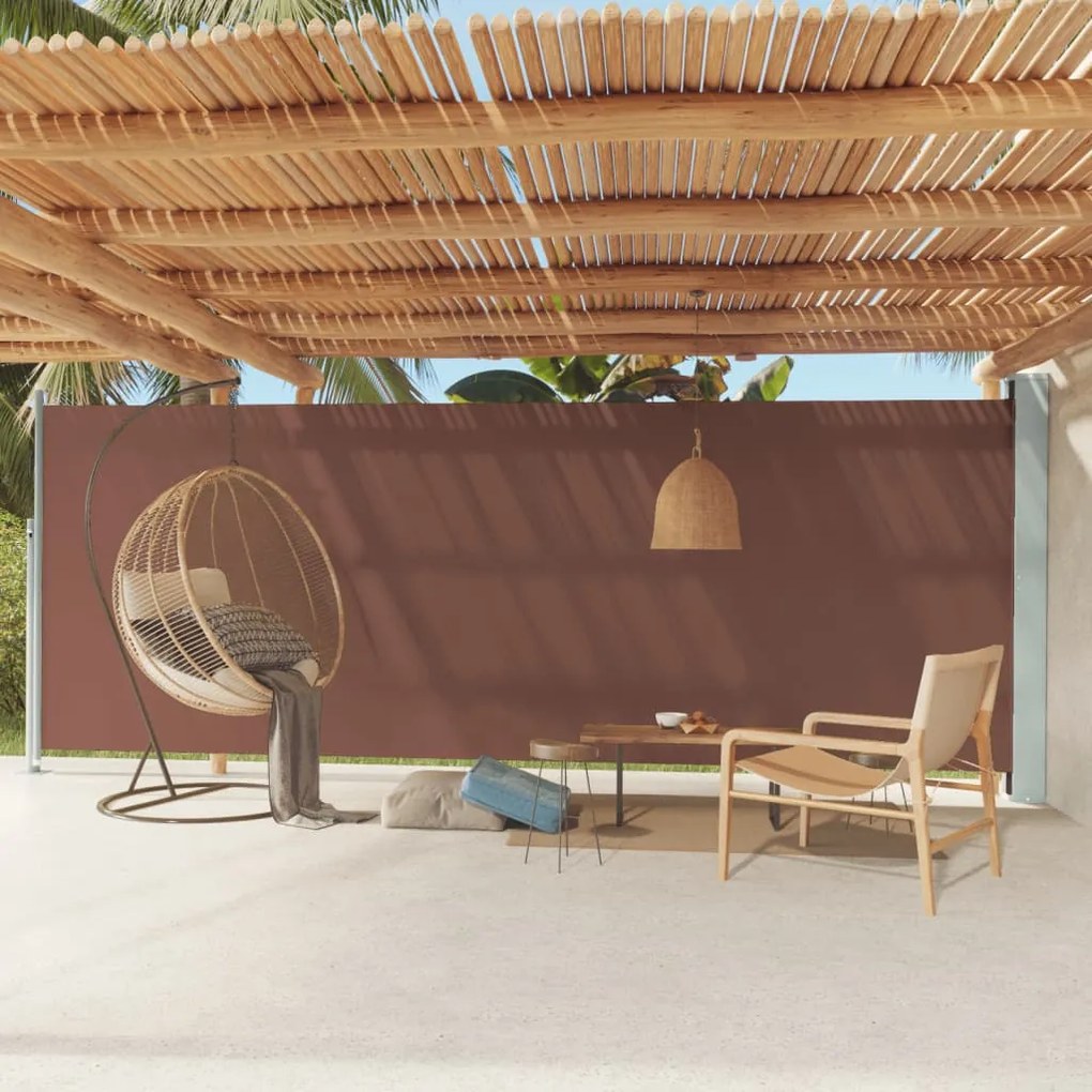 Tenda da Sole Laterale Retrattile per Patio 200x600 cm Marrone