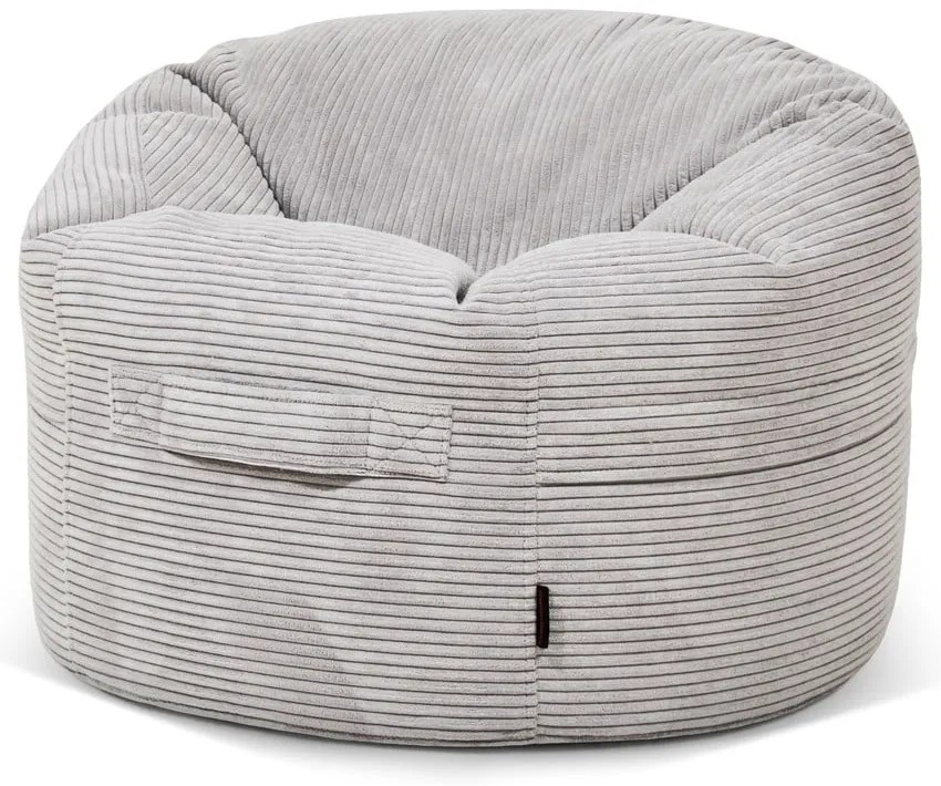 Pouf a sacco per bambini grigio chiaro con rivestimento in velluto a coste Roll 80 – SLOWDOWN