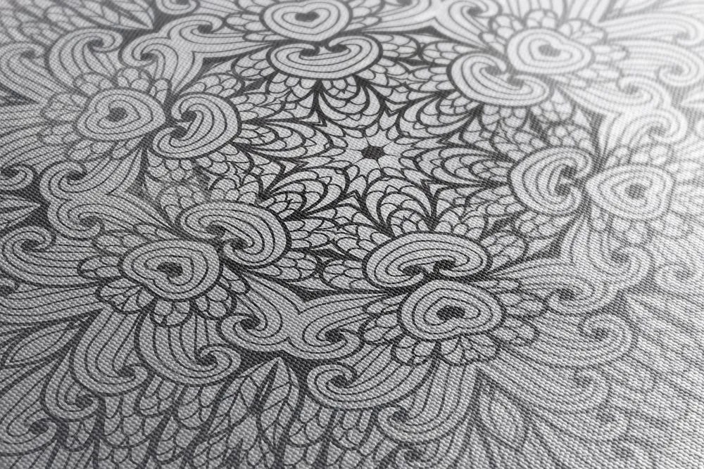 Stampa su tela – Mandala etnica in bianco e nero