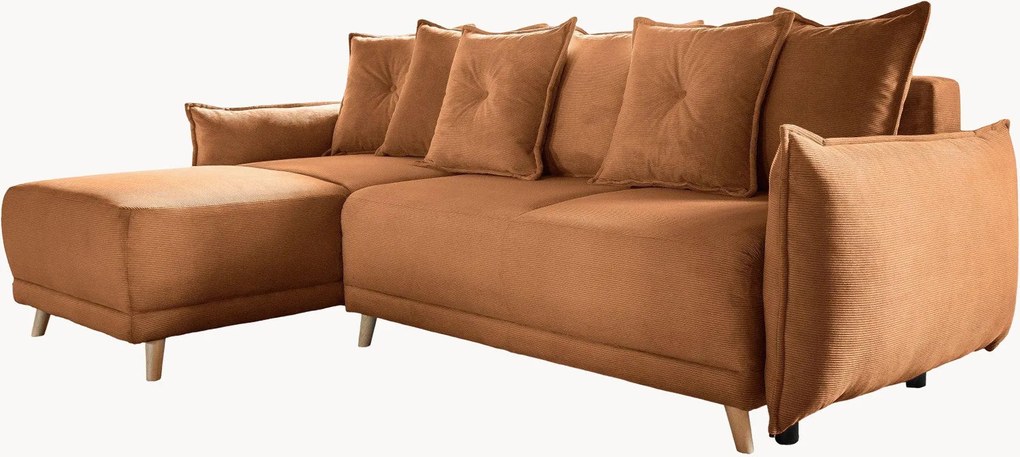 Divano angolare letto in velluto a coste con contenitore Lazy Lukka