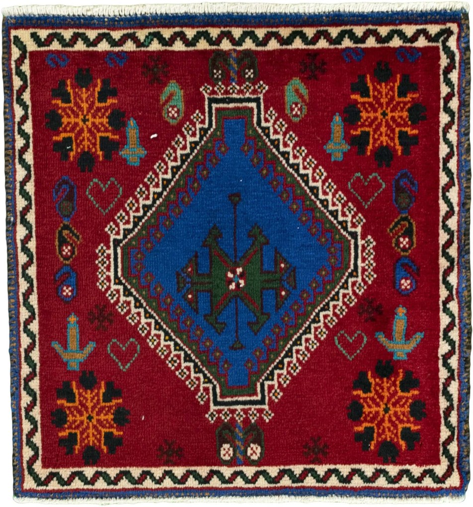 Shiraz Tappeto persiano 60 x 60 Rosso (Iran) Annodato A Mano