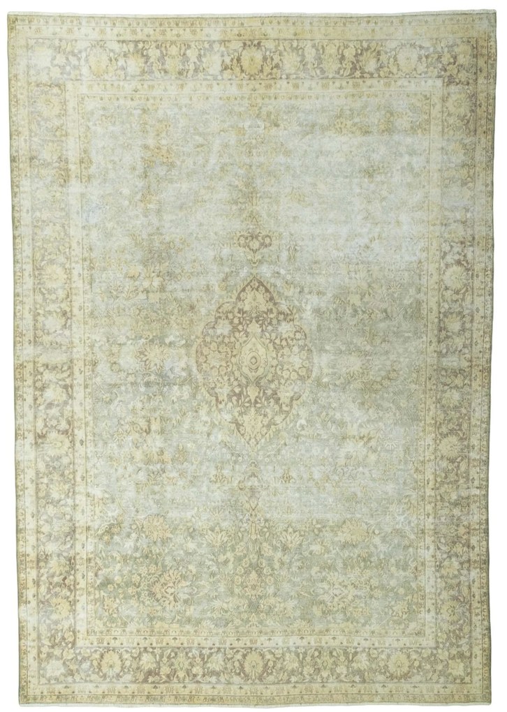 Kerman Tappeto 420 x 300 Verde (Iran) Annodato A Mano