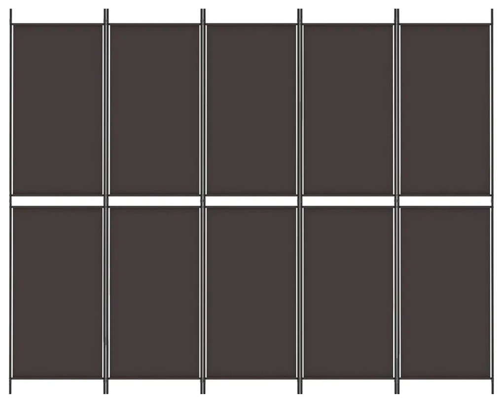 Divisorio a 5 pannelli marrone 250x200 cm in tessuto