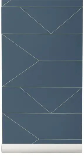 Ferm Living Carta da parati Lines - Dark Blue