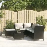 Set Divani da Giardino 4 pz con Cuscini Nero in Polyrattan 319690