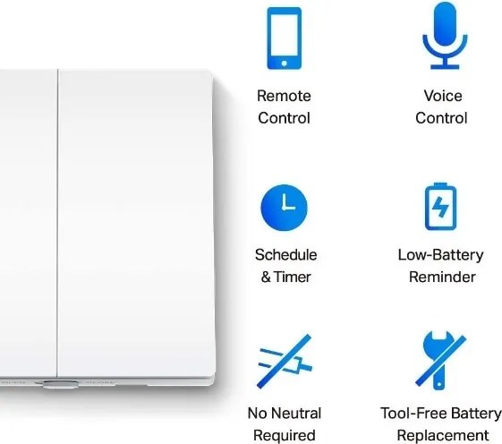 TP-Link - Interruttore intelligente per illuminazione a due pulsanti 2xAAA Wi-Fi