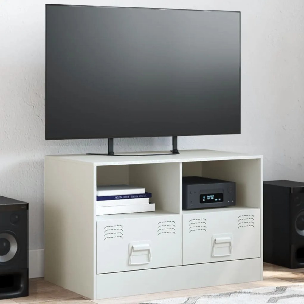 Mobile Porta Tv Bianco 67x39x44 Cm İn Acciaio /