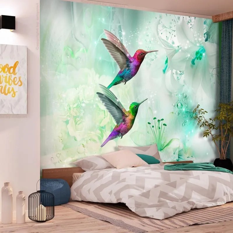 Fotomurale adesivo  Colourful Hummingbirds (Green)  Larghezza x Altezza Home decor 392x280