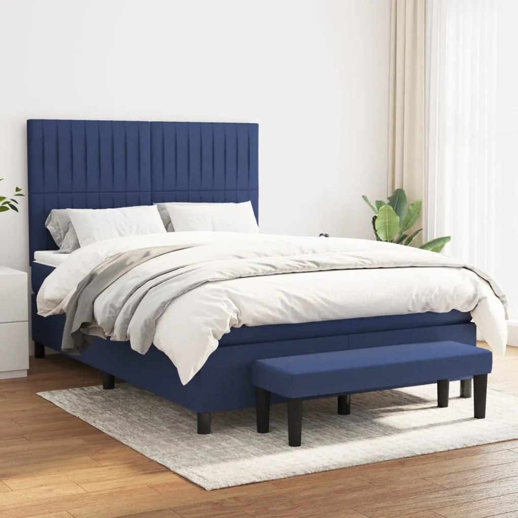 Giroletto A Molle Con Materasso Blu 140x190 Cm İn Tessuto /