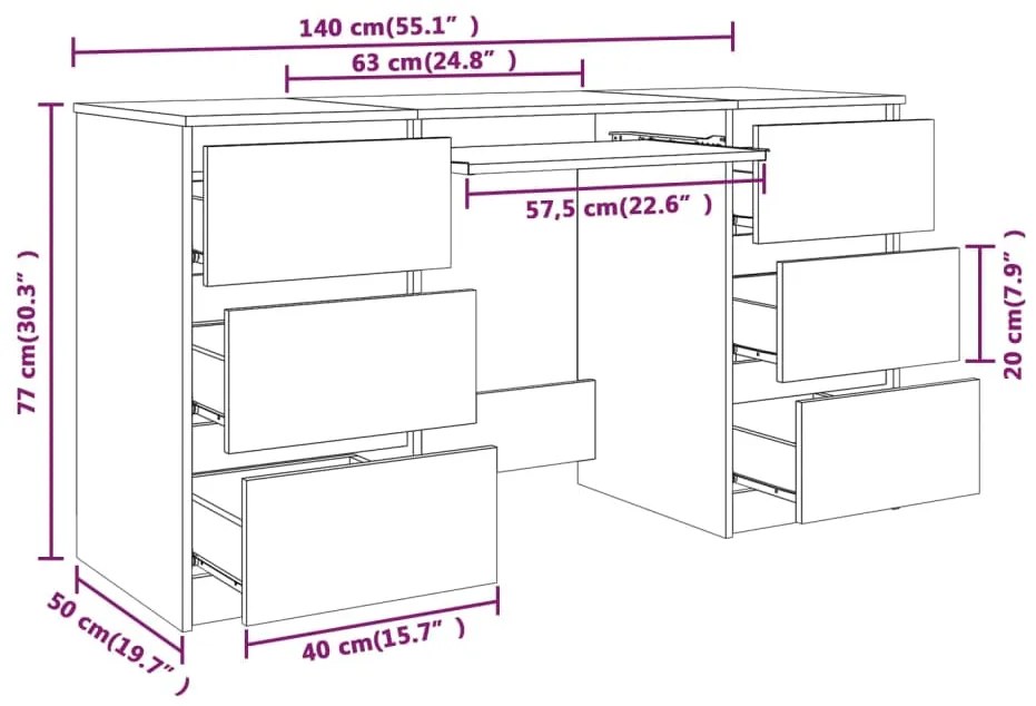 Scrivania Grigio Sonoma 140x50x77 cm in Legno Multistrato