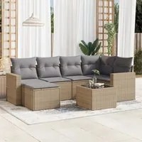 Set Divani da Giardino 7 pz con Cuscini Beige in Polyrattan 3251606