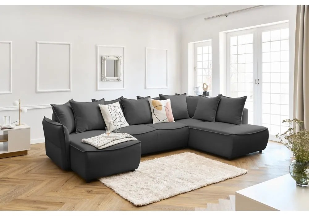 Divano letto angolare grigio scuro (angolo destro) Leon - Bobochic Paris
