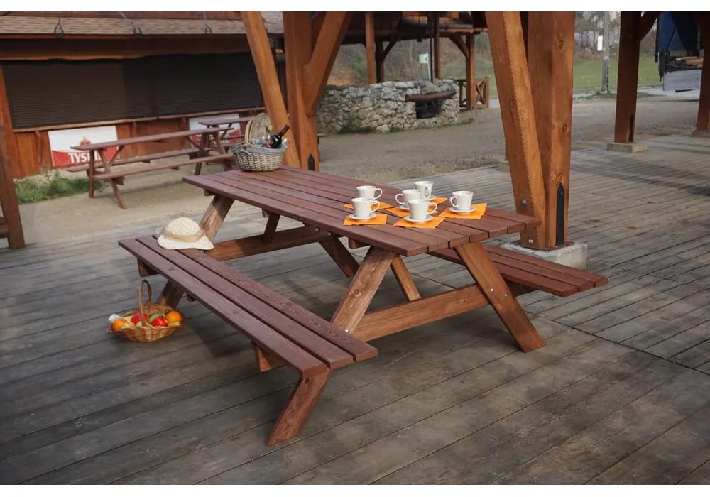 Set da pranzo da giardino in legno di pino per 6 persone Piknik - Rojaplast