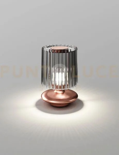 Tread lampada da tavolo fume' trasparente rame satinato 1 luce atta...