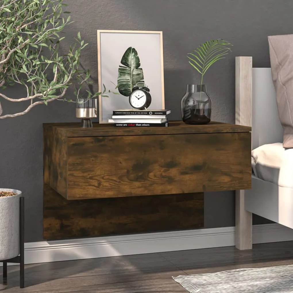 Comodino A Muro Rovere Fumo /