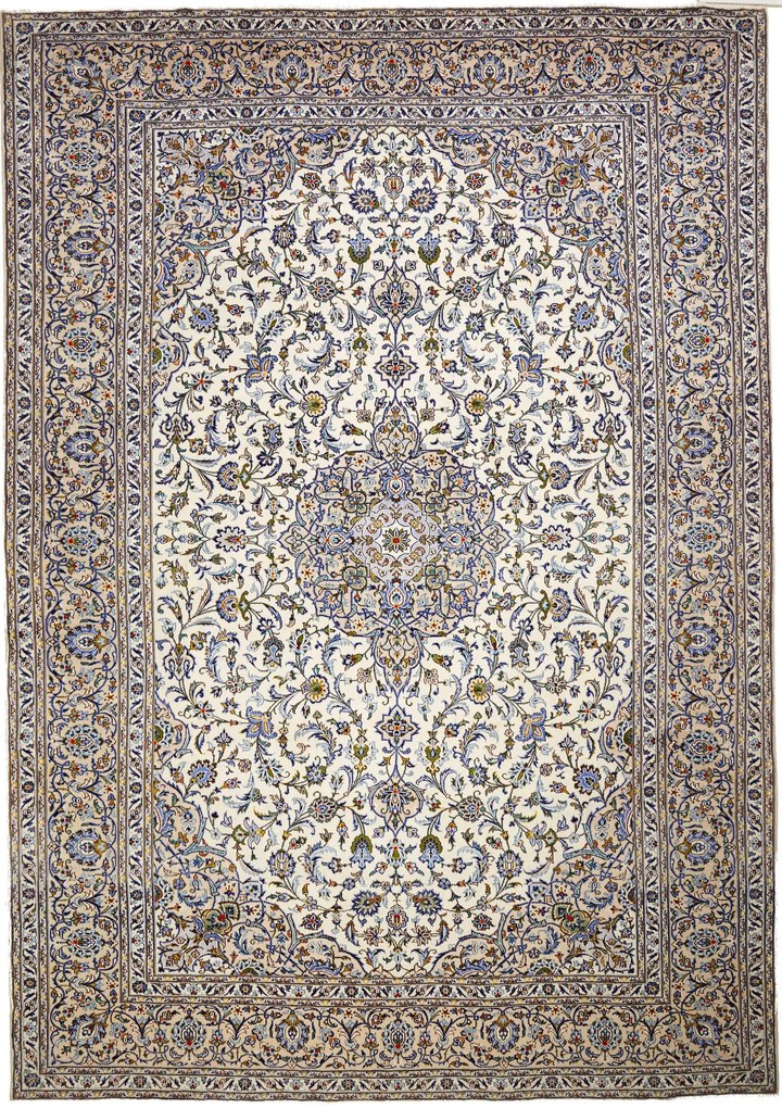 Kashan Tappeto 430 x 310 Beige (Iran) Annodato A Mano
