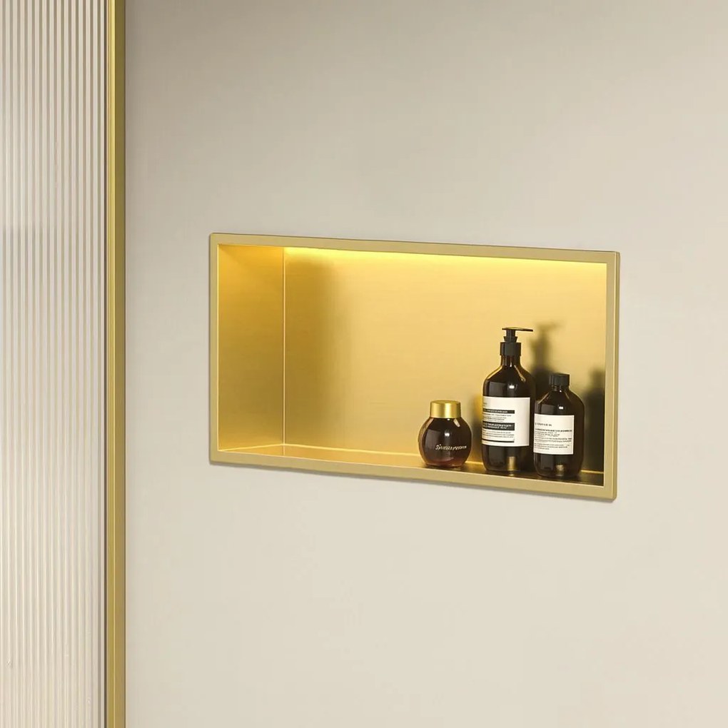 MENSOLA BAGNO LED 30x60 brush gold