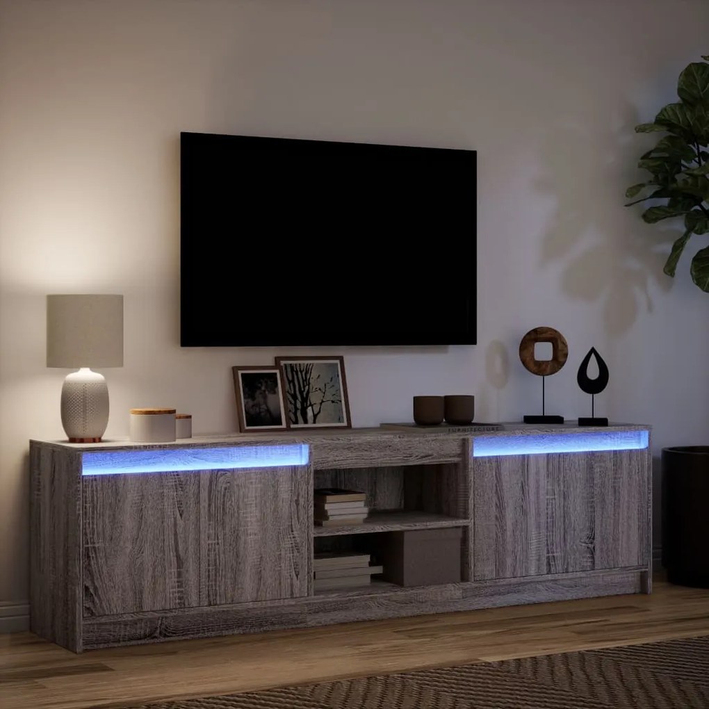 Mobile porta tv con led grigio sonoma 180x34x50cm in truciolato