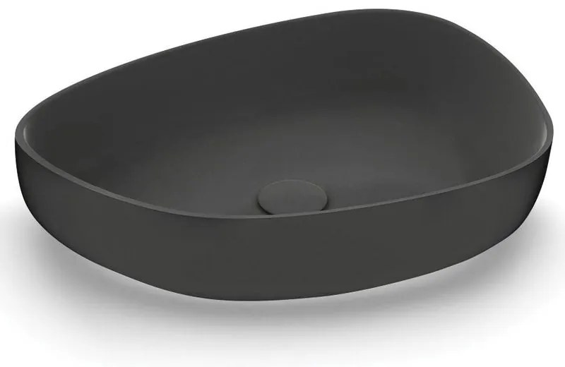 Lavabo da appoggio OLYMPIA CERAMICA irregolare in ceramica L 55 x H 14 x P 40 cm nero