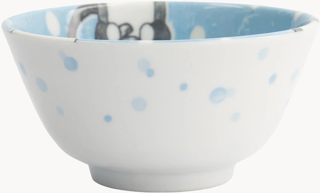Set di 6 ciotole per riso in porcellana Blue Kawaii Animals