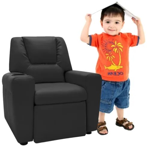 Poltrona Reclinabile per Bambini in Similpelle Nera