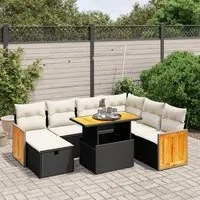 Set Divani da Giardino con Cuscini 8 pz Nero in Polyrattan 3276262