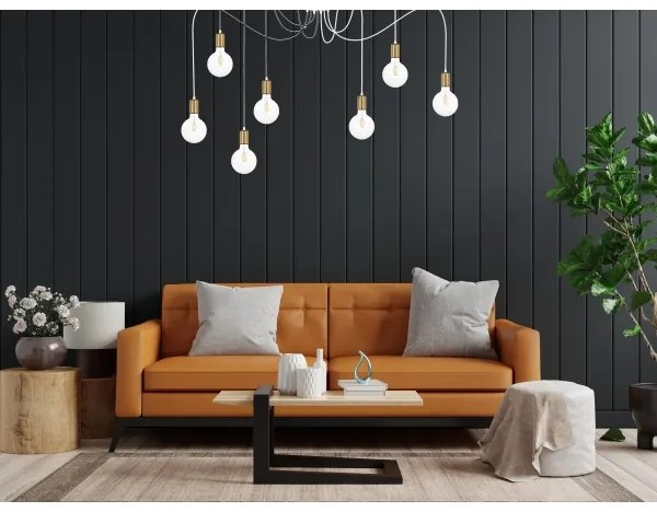 Lampadario a sospensione con filo MIROS 7xE27/60W/230V ragno bianco/oro