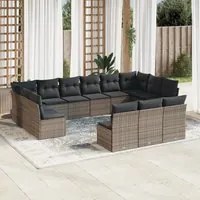 Set Divani da Giardino 13 pz con Cuscini Grigio in Polyrattancod mxl 87551