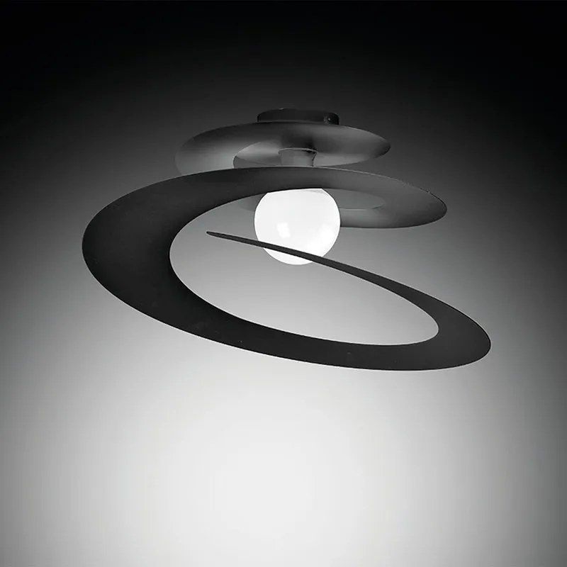 Plafoniera moderno Spirale Ø 50 cm nero IP20, 1XE27
