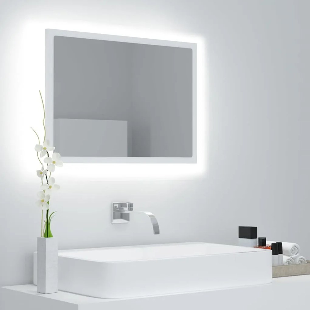 Specchio Da Bagno Con Led Bianco 60x8,5x37 Cm İn Acrilico /