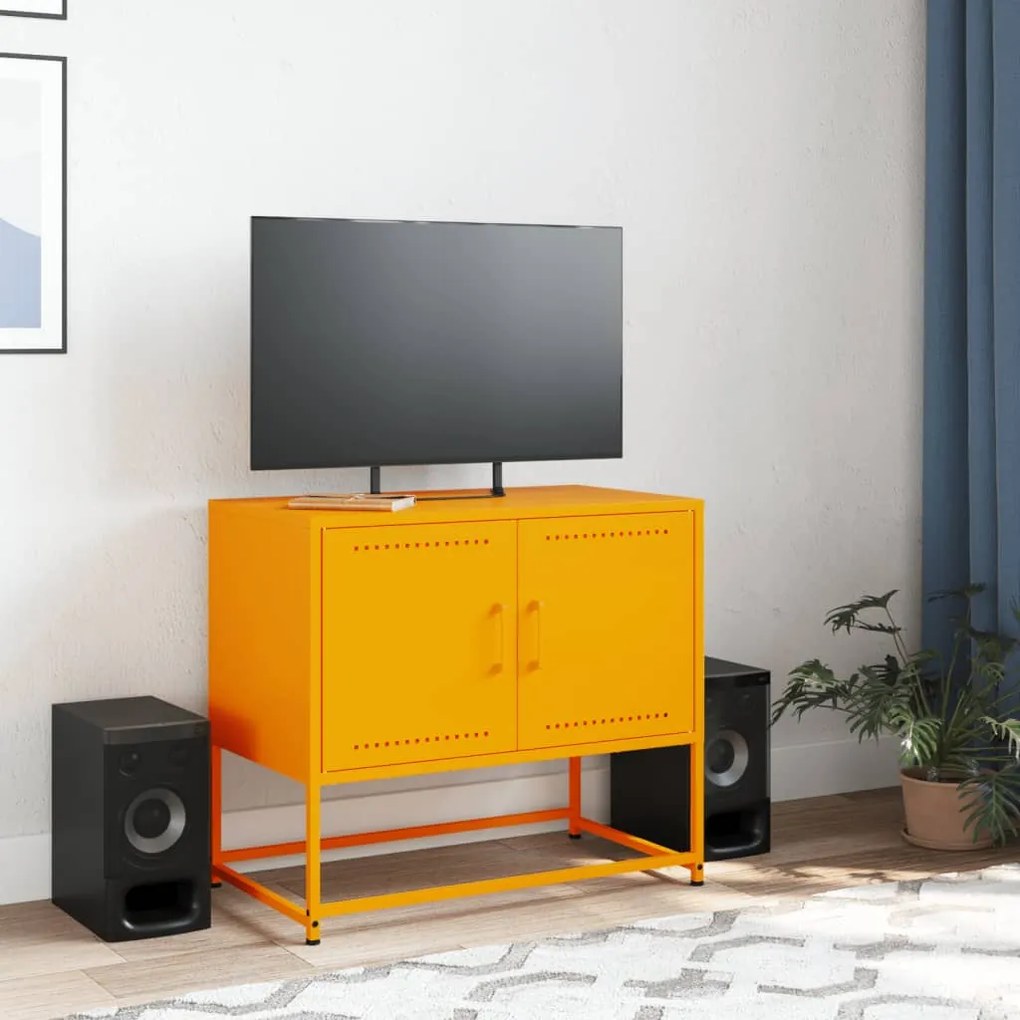 Mobile tv giallo senape 68,5x39x60,5 cm in acciaio