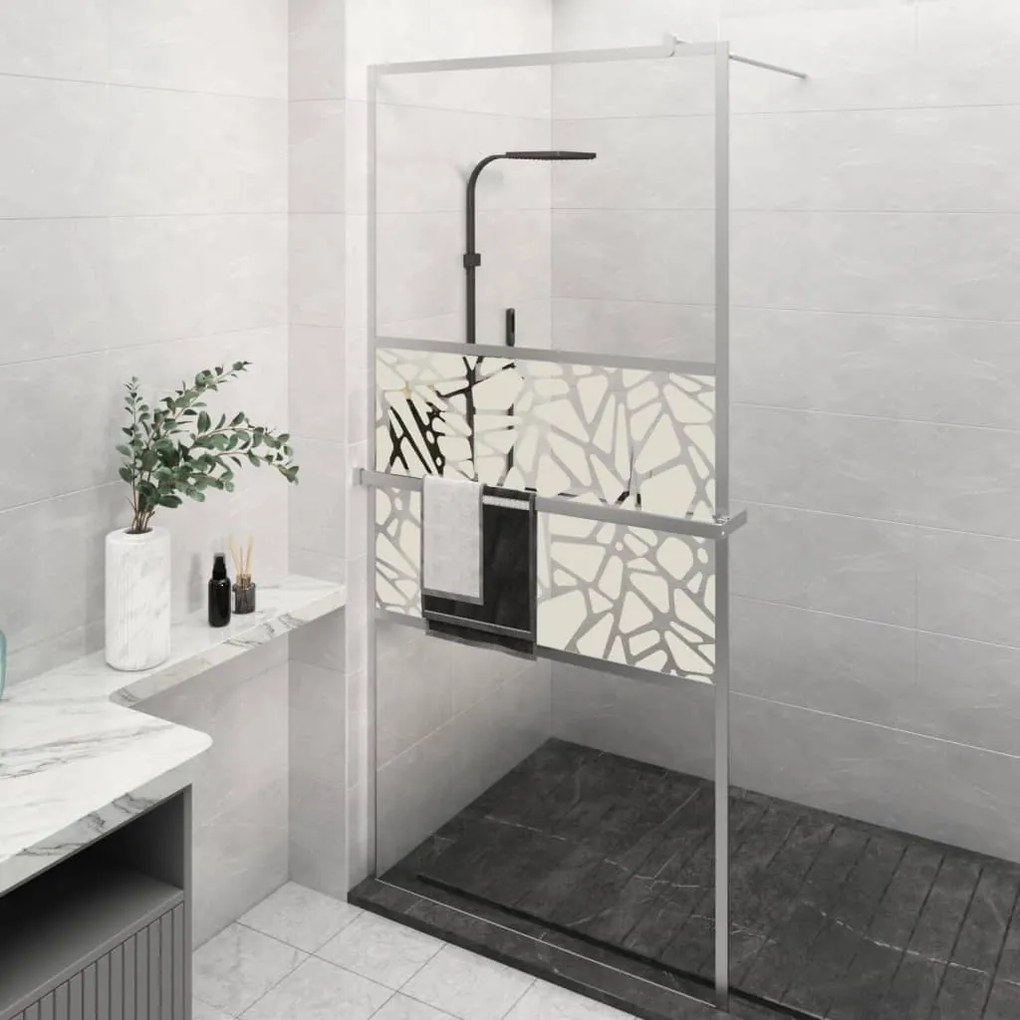 Parete Doccia Con Mensola Cromo 80x195cm Vetro Esg E Alluminio /