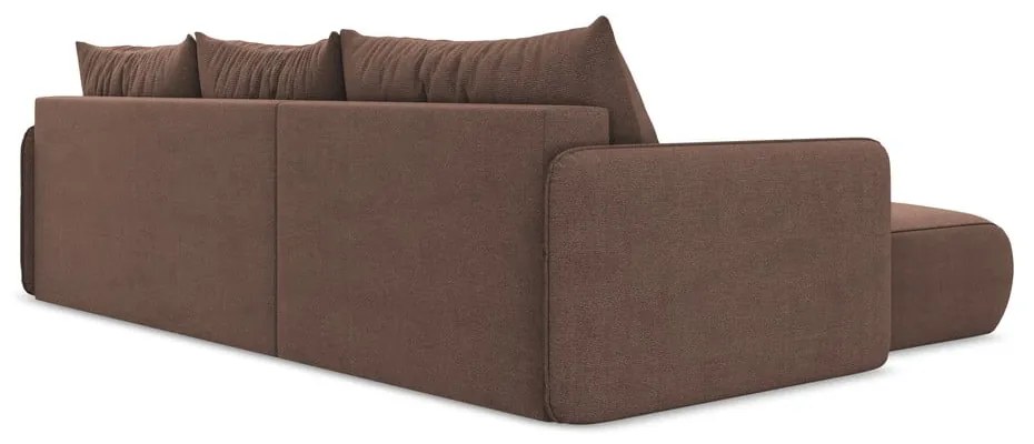 Divano angolare rosa allungabile/con contenitore (con penisola a sinistra) Nanea – Makamii