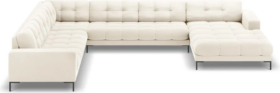 Divano angolare 7 posti Bali U in velluto con gambe nere - L327 x l256 x h75