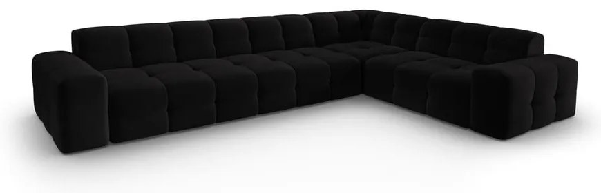 Divano angolare in velluto nero (angolo destro) Kendal - Micadoni Home