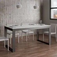 Tavolo da Pranzo Tecno Evolution 90x180 Allungato 90x440 in Nobilitato e Ferro Colore: Bianco Frassinato