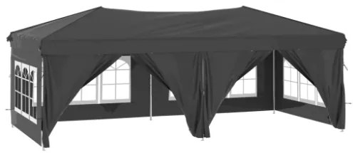 Tenda per Feste Pieghevole con Pareti Laterali Antracite 3x6 m