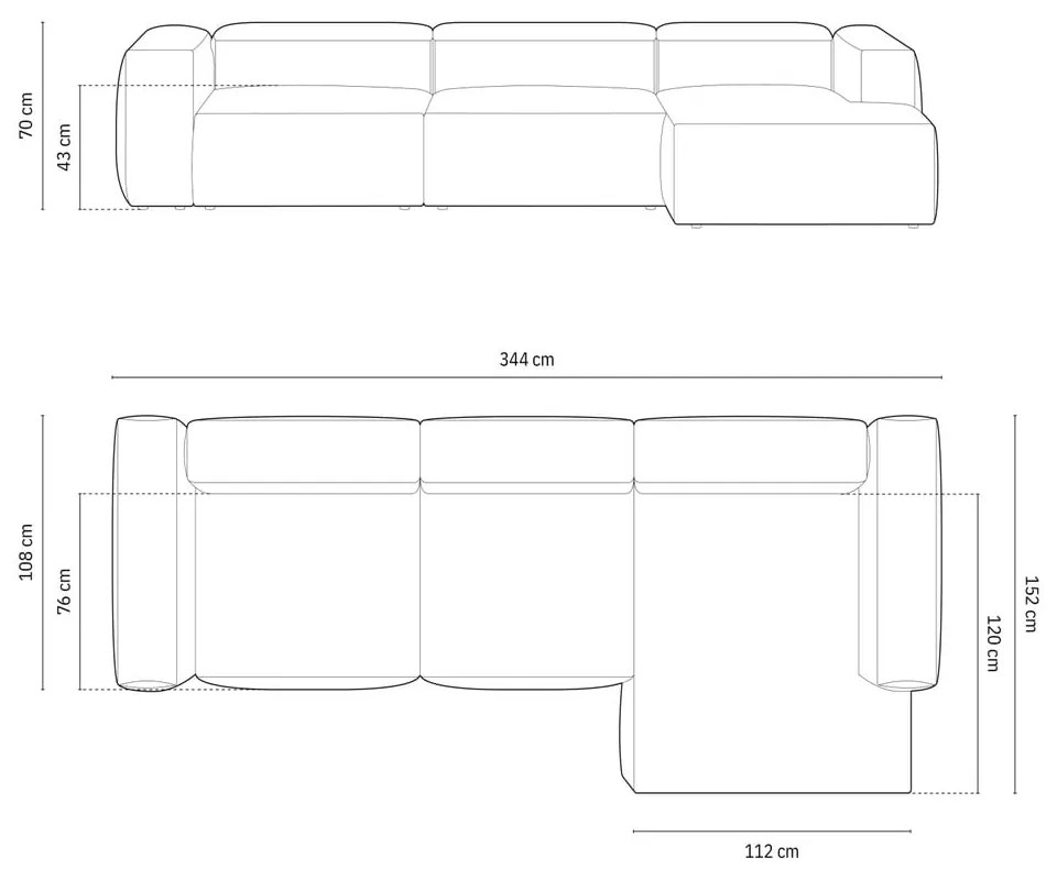 Divano angolare grigio chiaro (con penisola a destra/con chaise lounge) Bergamo – Cosmopolitan Design