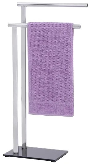 WENKO 22090100 - Porta asciugamani LAVA 42x81 cm in acciaio inox, finitura argento/nera