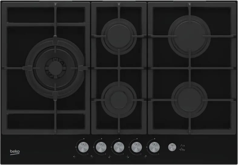 Beko - hill 75235 s Piano Cottura Gas 75cm 5 Fornelli Nero da Incasso