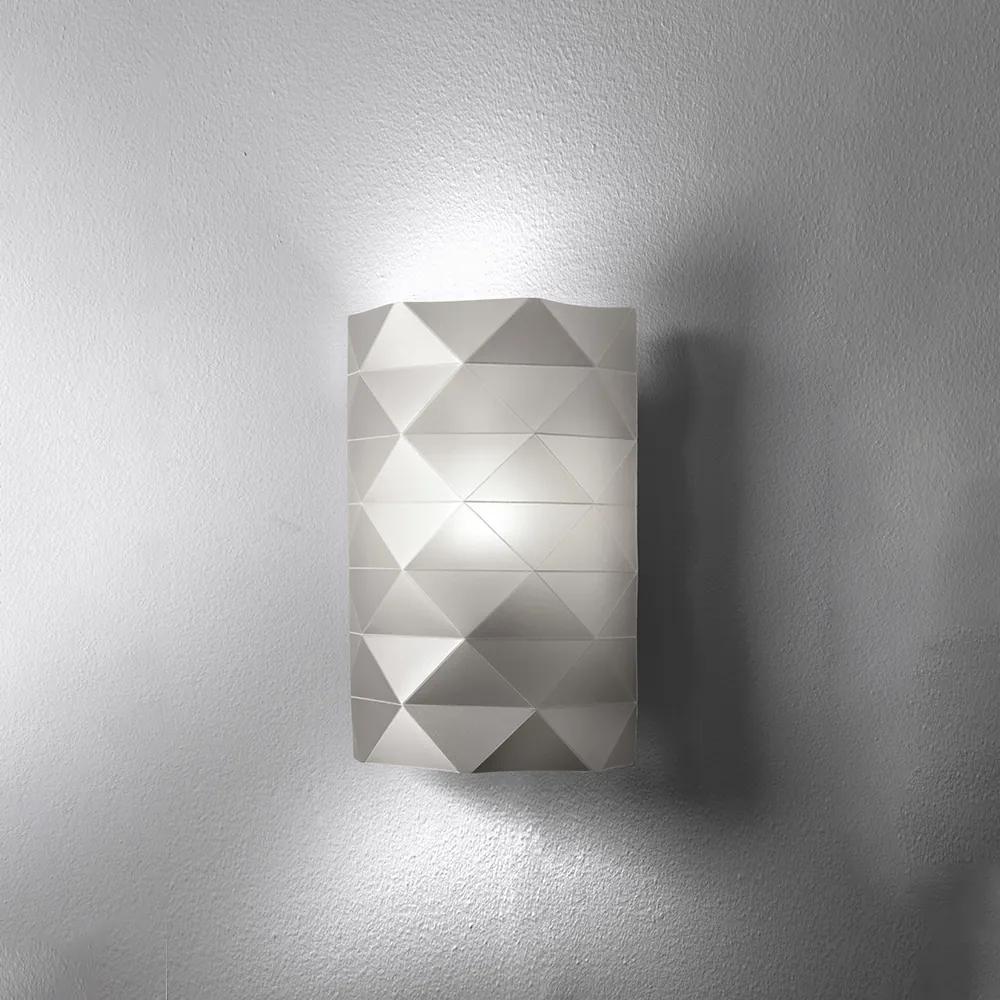 Applique Moderna 1 Luce Prisma In Polilux Silver Made In Italy
