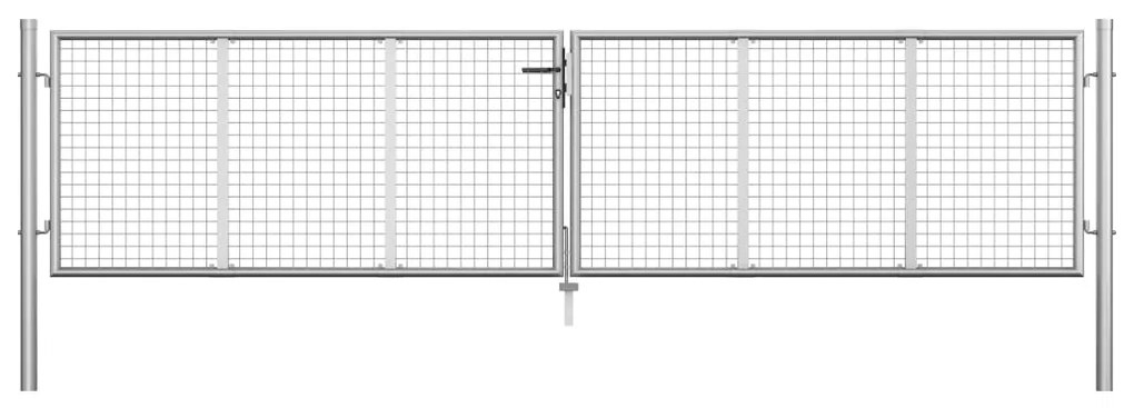 Cancello Per Giardino İn Acciaio Zincato 415x125 Cm Argento /