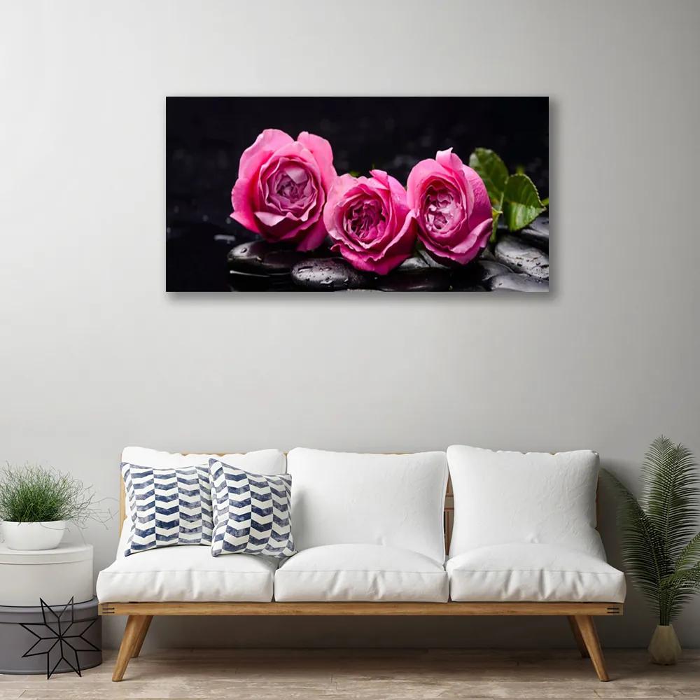 Quadro su tela Rose Pietre Zen Spa Natura 100x50 cm