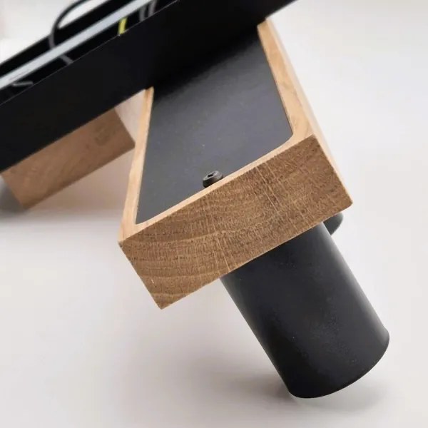 Lampadario a sospensione con filo CORTINA 4xE27/15W/230V nero/quercia