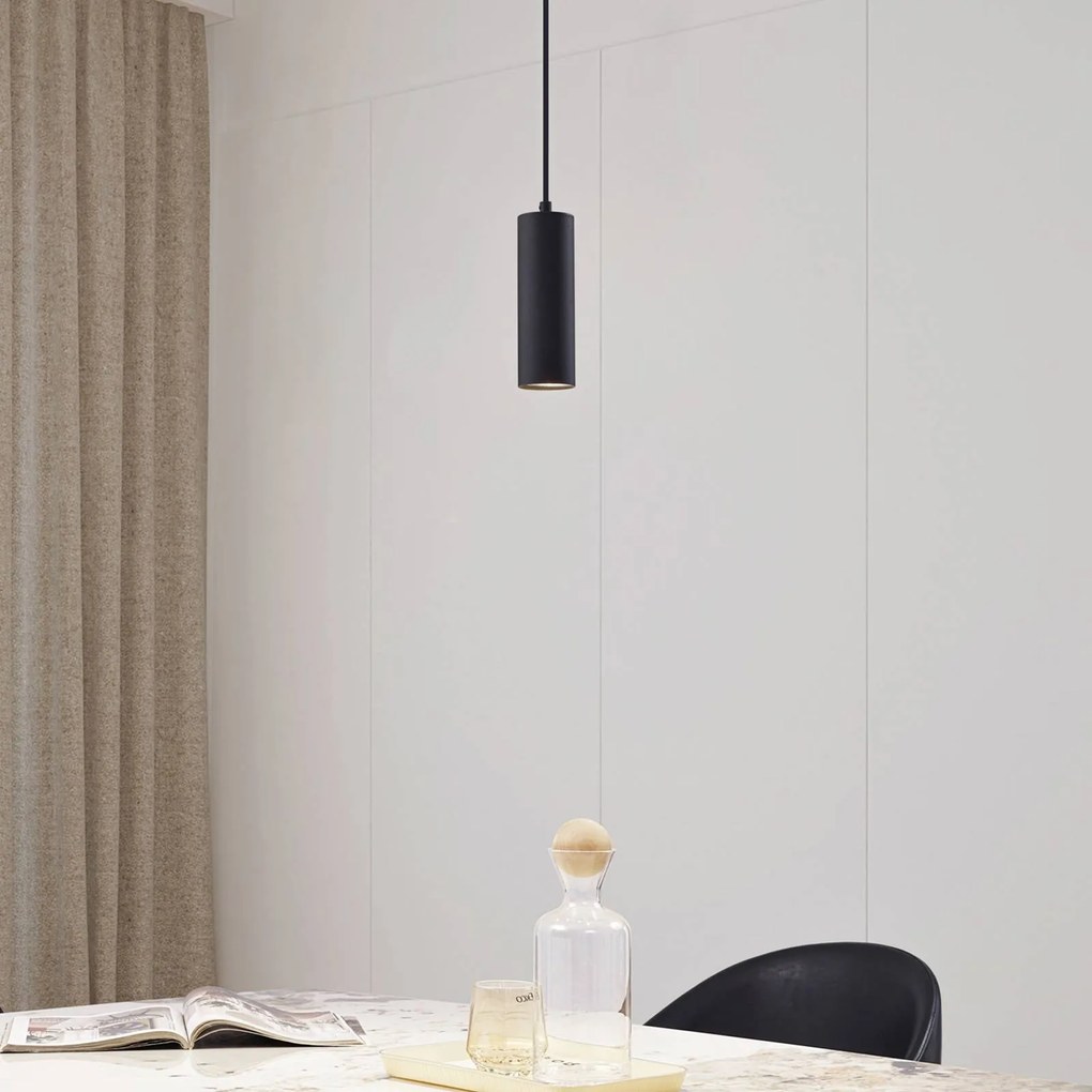 Lindby lampada a sospensione Joffrey, Ø 6 cm, nero, metallo, GU10