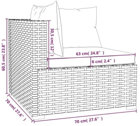 Set Divani da Giardino 8 pz con Cuscini in Polyrattan Grigio