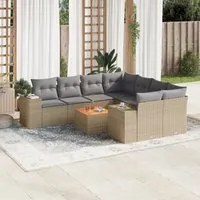 Set Divano da Giardino 9 pz con Cuscini Beige in Polyrattan 3257704