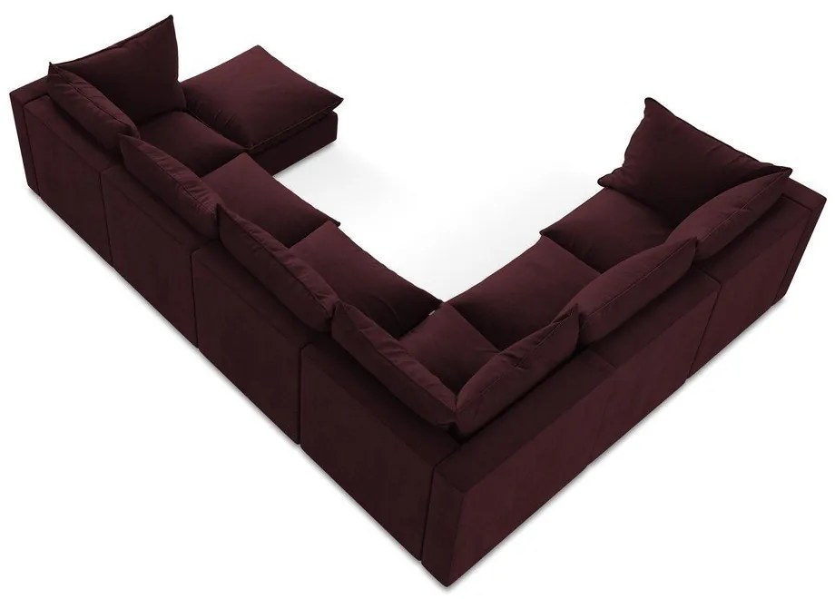 Divano angolare burgundy (con penisola a sinistra/a U) Manao – Makamii