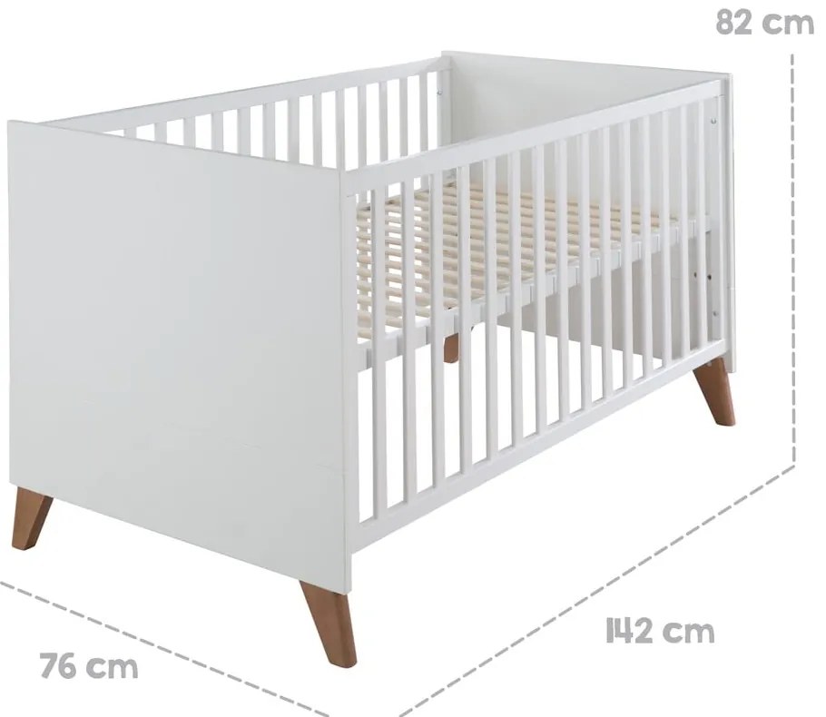 Lettino in colore bianco e naturale 70x140 cm Ole - Roba